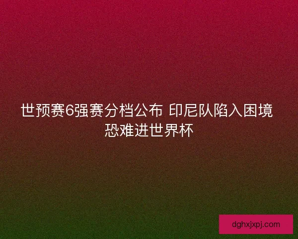 世预赛6强赛分档公布 印尼队陷入困境 恐难进世界杯
