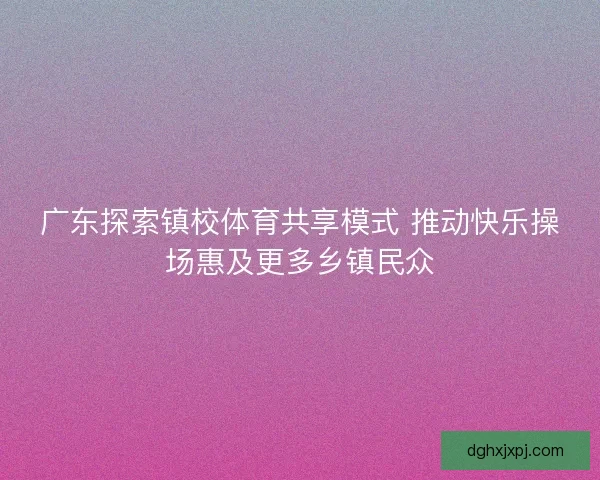广东探索镇校体育共享模式 推动快乐操场惠及更多乡镇民众
