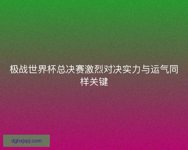 极战世界杯总决赛激烈对决实力与运气同样关键