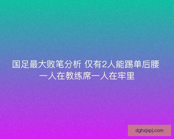 国足最大败笔分析 仅有2人能踢单后腰 一人在教练席一人在牢里